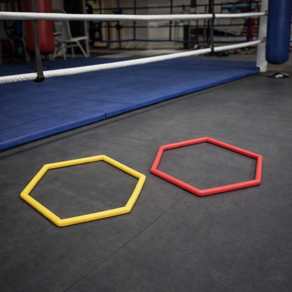 Boxing footwork hex markers